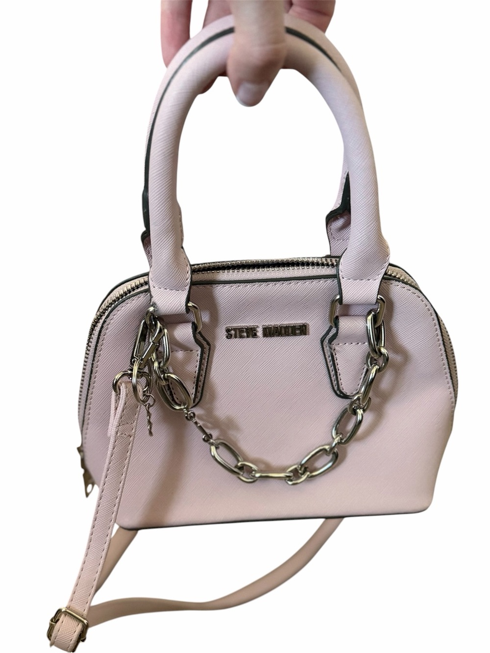 Steve Madden Pink Mini Dome Satchel with Chain Accent